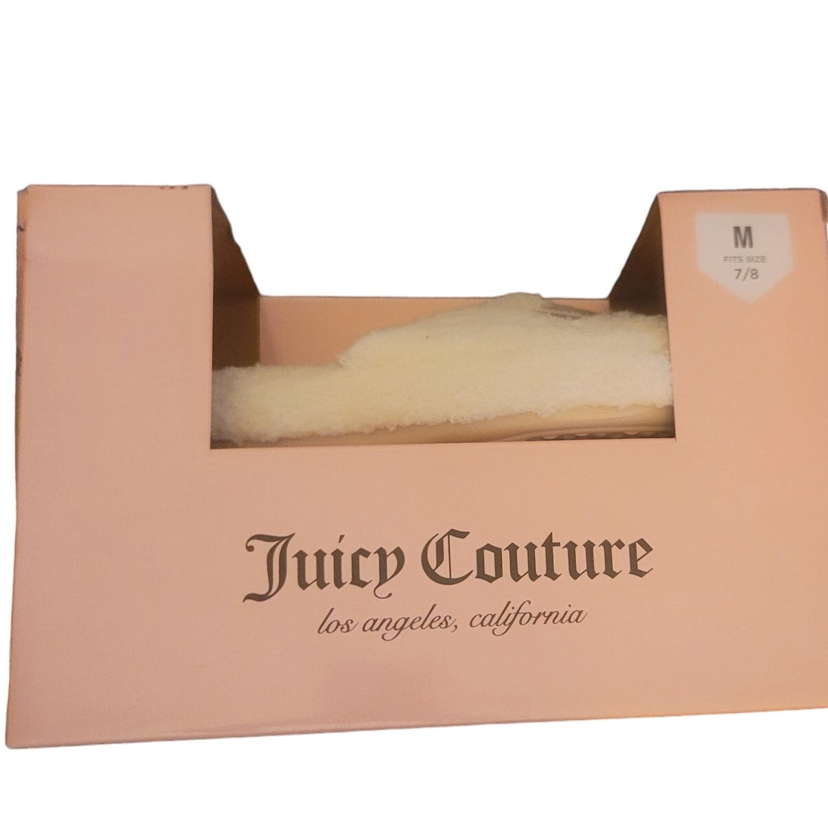 JUICY COUTURE Slippers Furry Slides Cream NEW Women’s 7/8 Medium