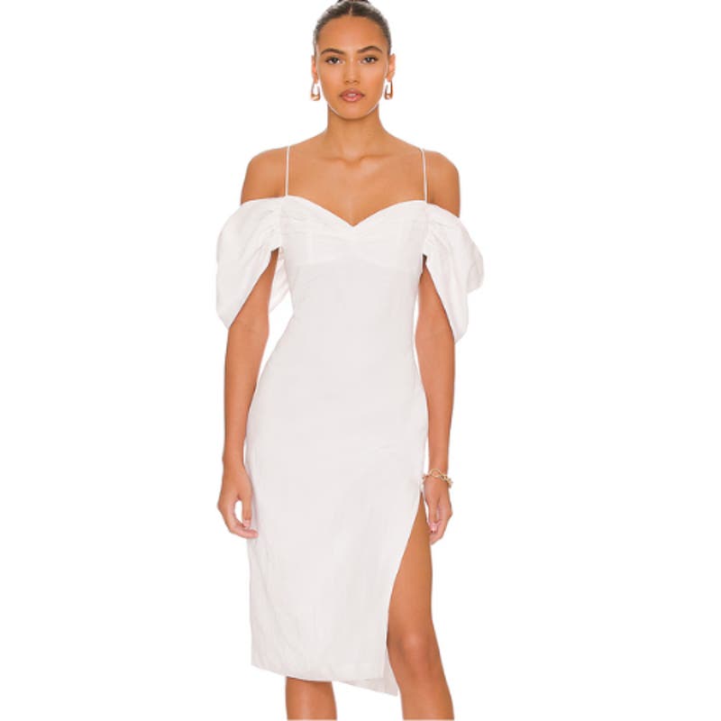 L'Academie Gemma Midi Dress in White NWT Size Medium