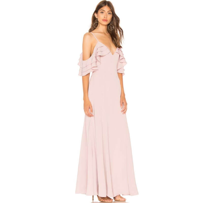 Revolve About Us Bell Ruffle Maxi Dress in Mauve NWT Size Small