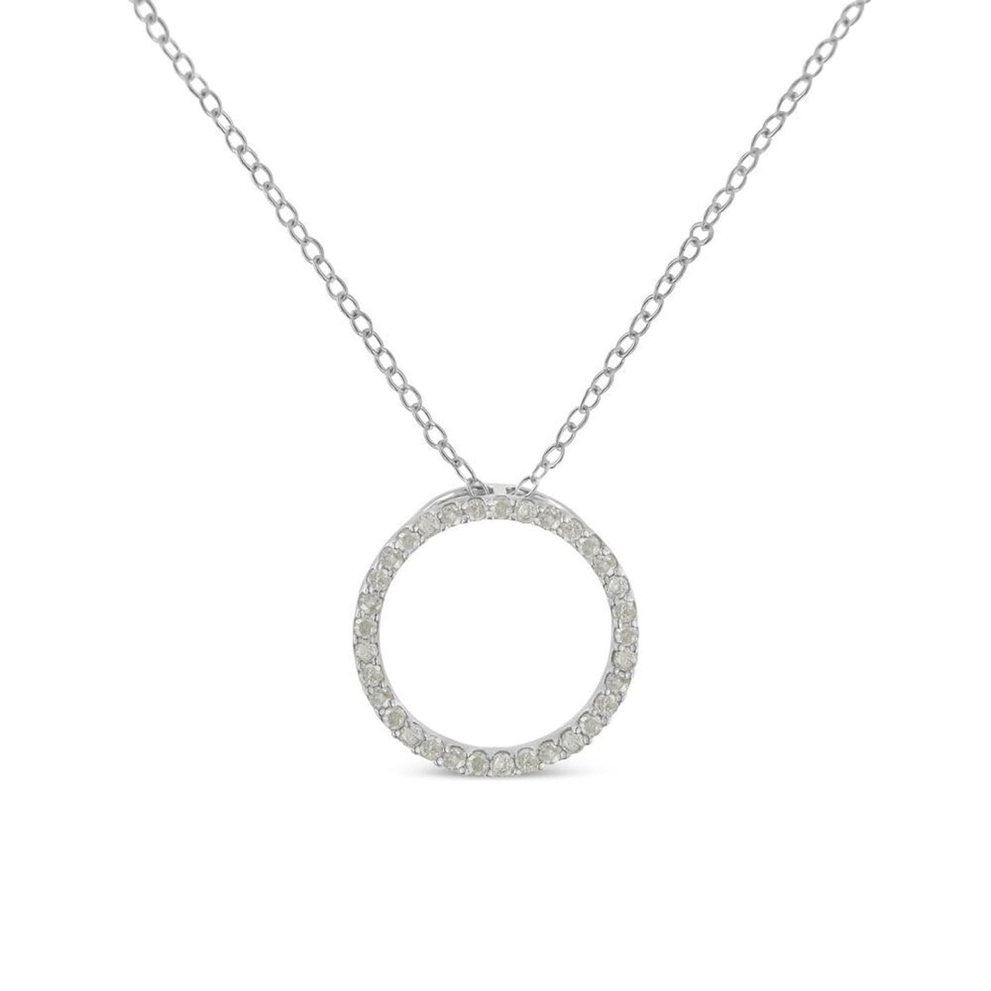 Haus of Brilliance 925 Sterling Silver 1/3 Cw Round-Cut Diamond Open Circle Halo