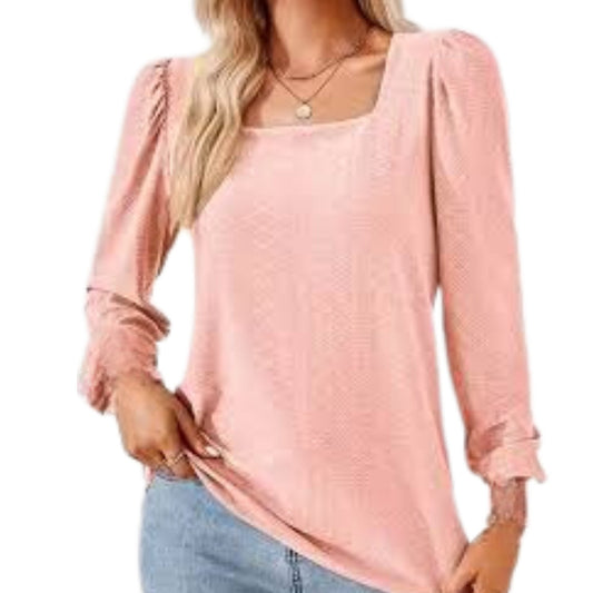 Sanctuary Ribbed Knit Blouse in Peach Fuzz NWT Size Large