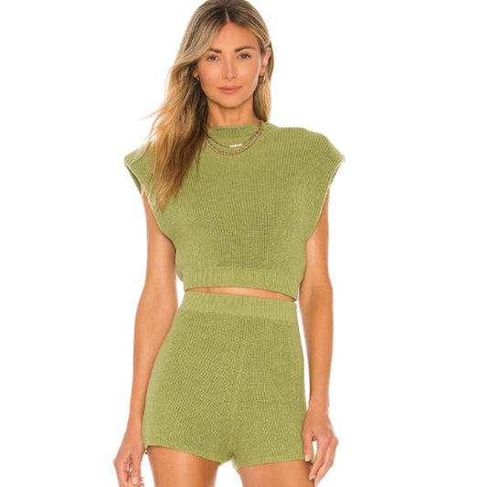 L'Academie Maja Sleeveless Sweater in Green NWT Size Small