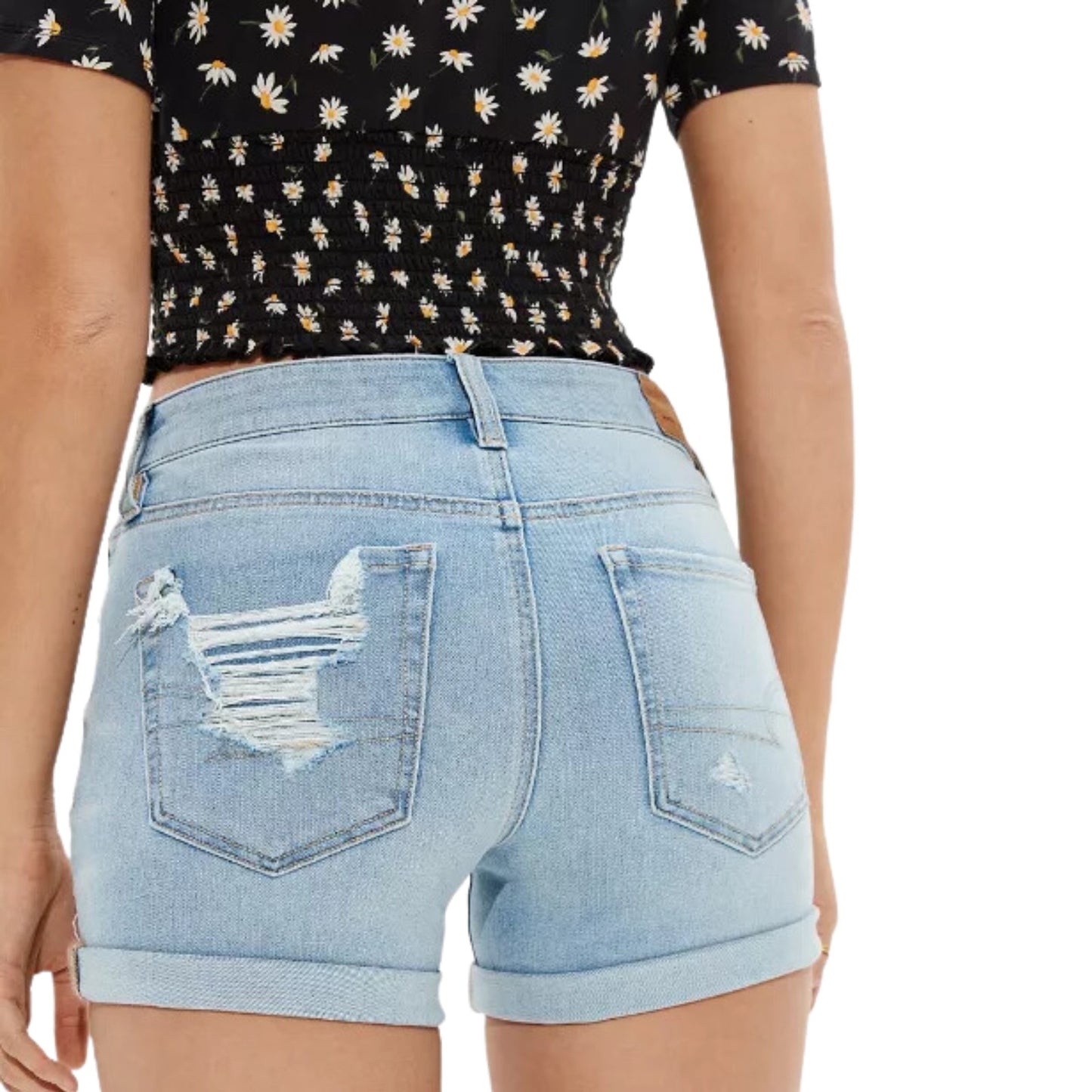 AE Dream Denim Midi Short in Light Destroy Wash Size 18