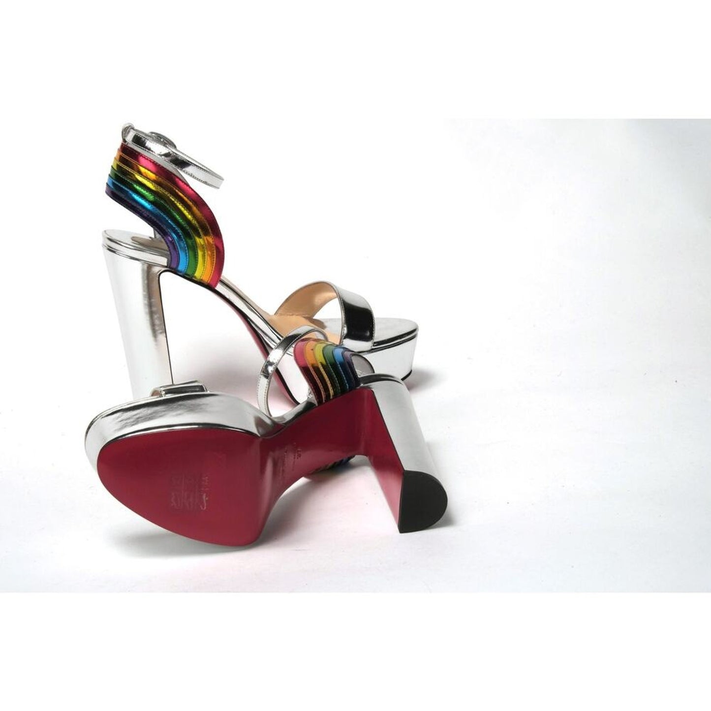 Christian Louboutin Silver/Multi Arendisc Alta Platform Heel EU 38 US 7.5