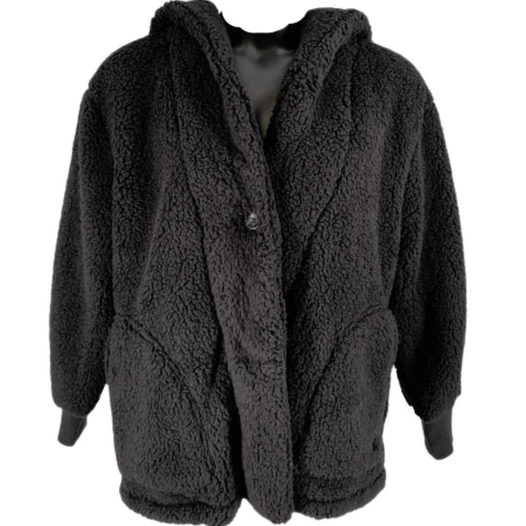 Cuddl Duds Double Faced Cozy Sherpa Hooded Wrap in Black NEW Size 1X