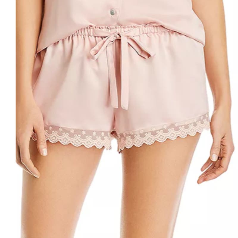 Flora Nirooz Lila Solid Charmeuse Notch Tap Shorts in Blush NWT Size Medium