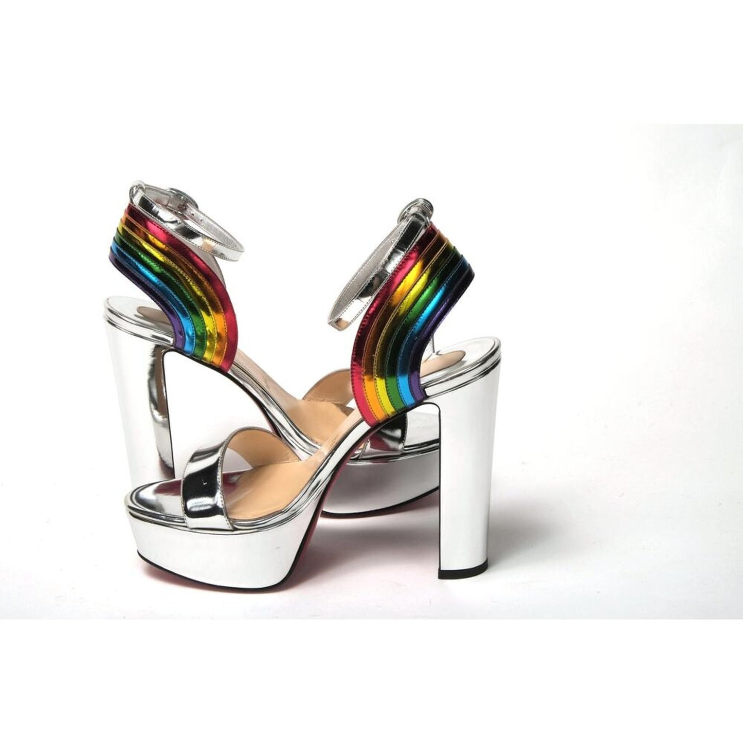 Christian Louboutin Silver/Multi Arendisc Alta Platform Heel EU37/US6.5