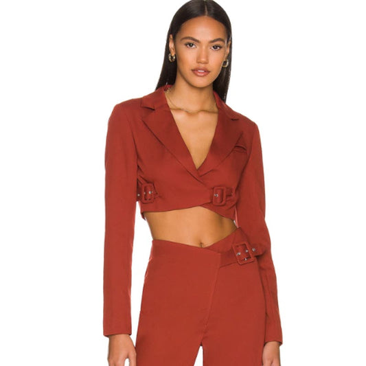 Camila Coelho Margot Jacket Top in Burnt Sienna NWT Size XS