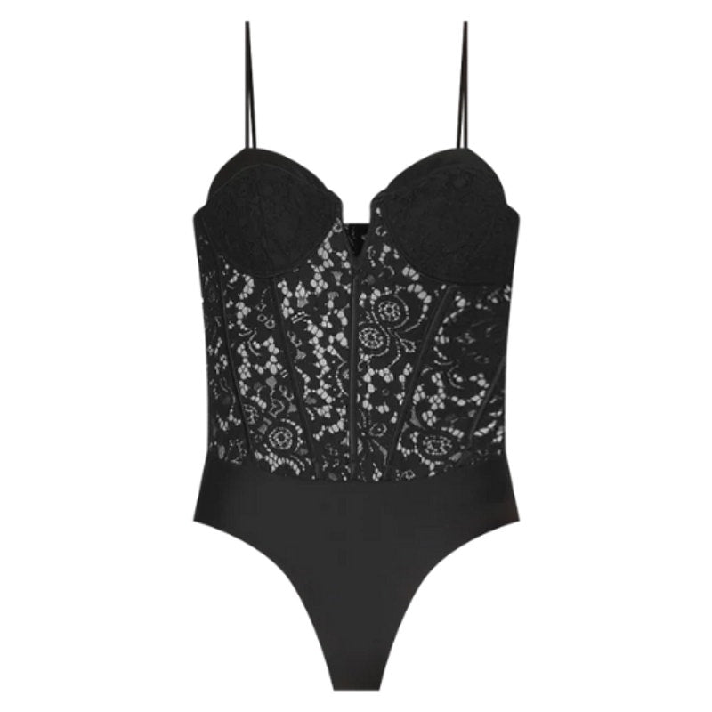 CAMI NYC Anne Corded Lace Bodysuit in Black NWT Size 8