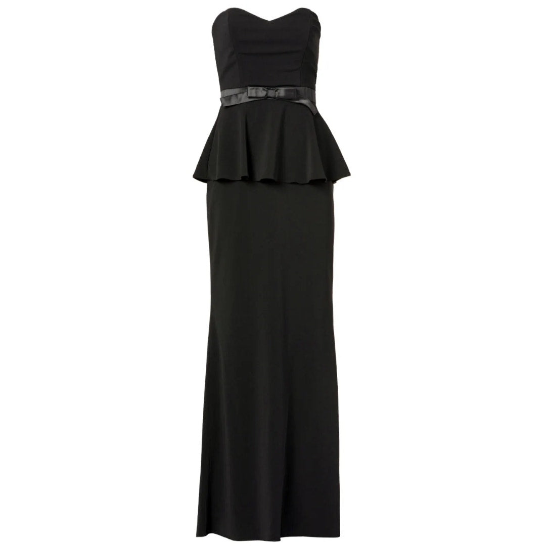 Badgley Mischka Rosalind Peplum Gown in Black Size 6