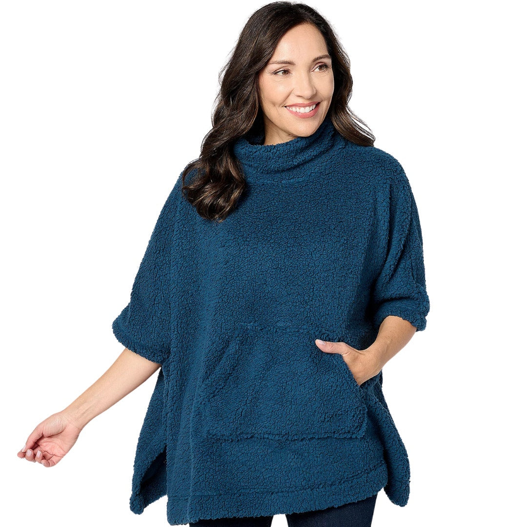 Koolaburra by UGG Brushed Back Sherpa Poncho in Blue Teal NEW Medium