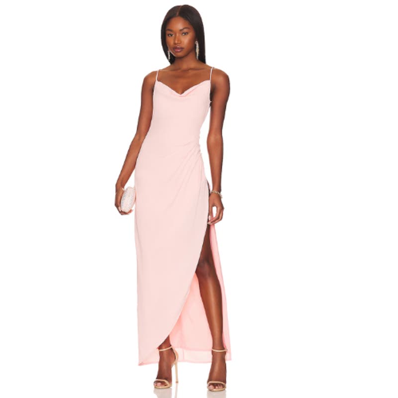 MORE TO COME Catalina Wrap Maxi Dress in Blush NWT Size XXS