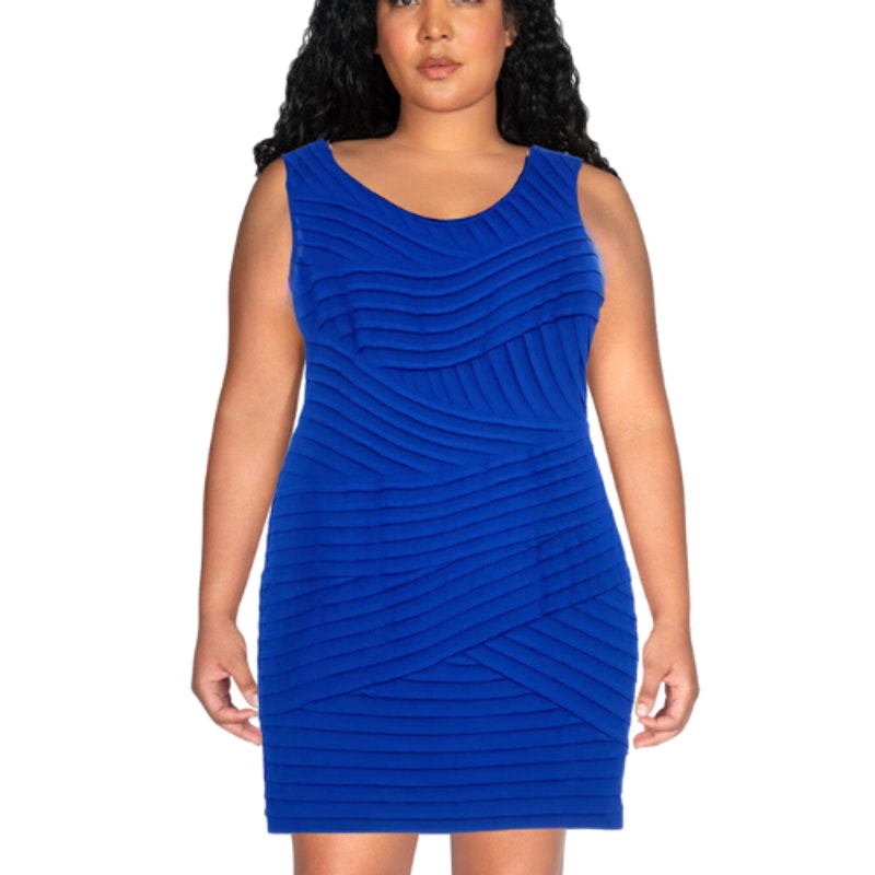 Calvin Klein Women Blue Round Neck Knee Length Dress Plus Size 14