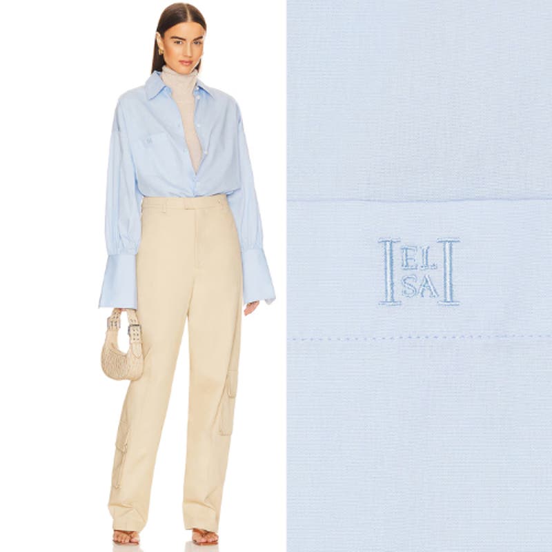 Helsa Cotton Poplin Oversized Shirt in Sky Blue NWT One Size