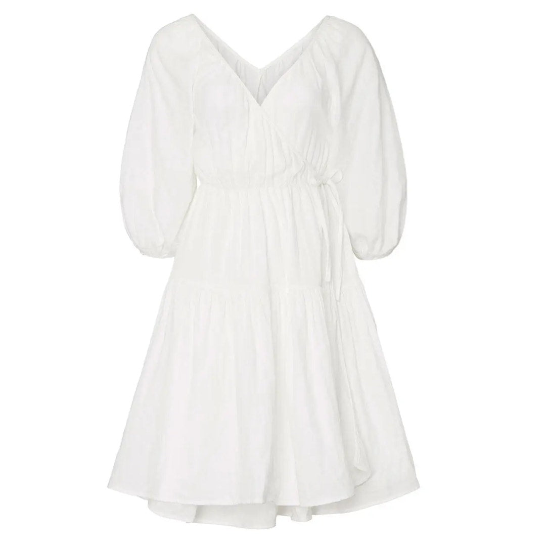 Love, Whit by Whitney Port White Puff Sleeve Wrap Dress Size XS