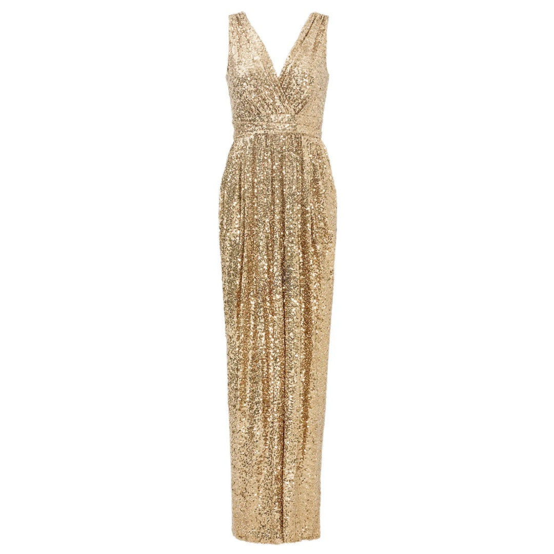 Badgley Mischka Gold Glitz Gown EUC Size 10