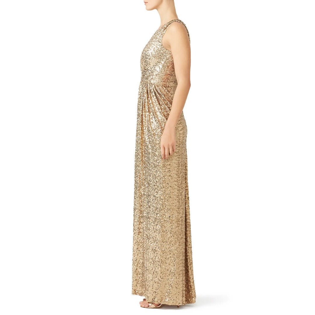 Badgley Mischka Gold Glitz Gown EUC Size 10