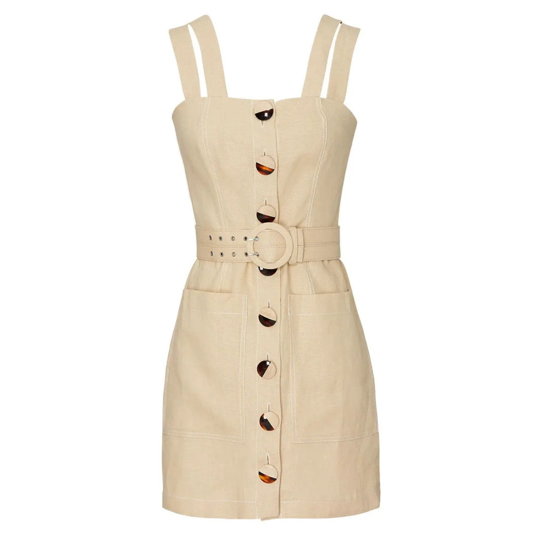 Nicholas Button Front Double Strap in Tan Size 6