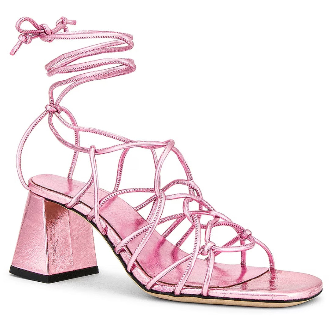 BY FAR Alexander Sandal in Pink Metallic Size 39 EU 8.5 US