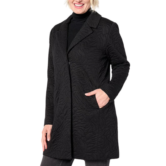 Susan Graver Petite Quilted Knit Notch Collar Black NWT size Petite 2X