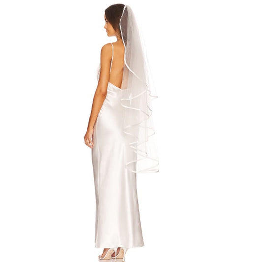 Ofrenda Studio Boline Satin Trim Veil in Ivory NWT One Size