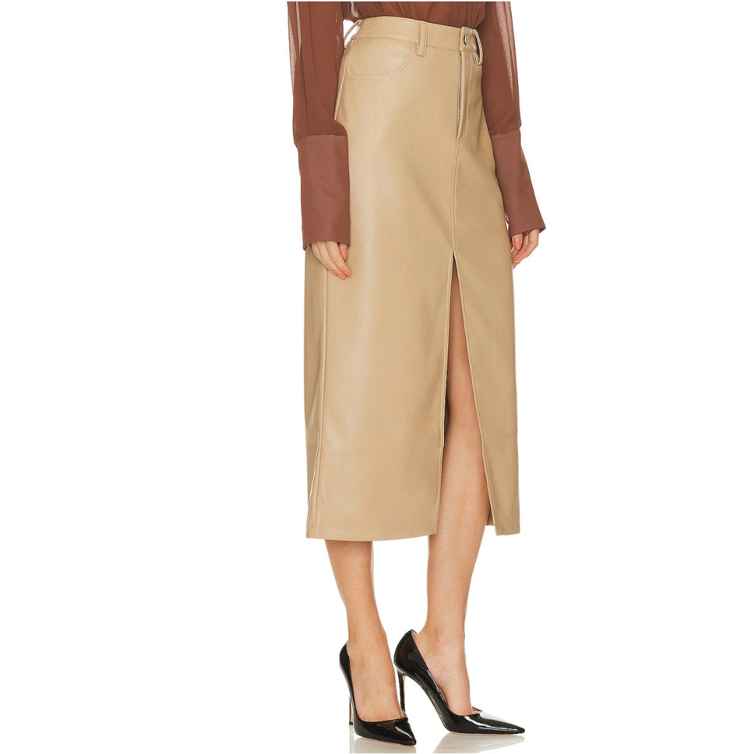 Steve Madden Avani Faux Leather Skirt in Camel NWT Size 8