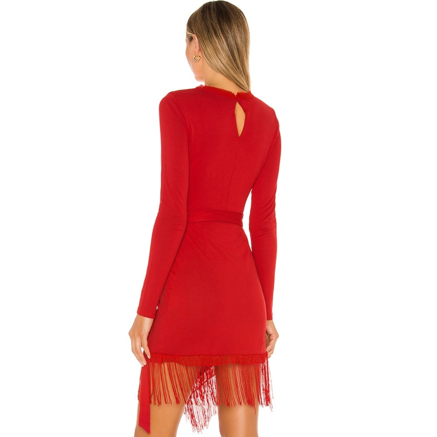 House of Harlow Anisha Fringe Dress in Cherry Red NWT Size Small