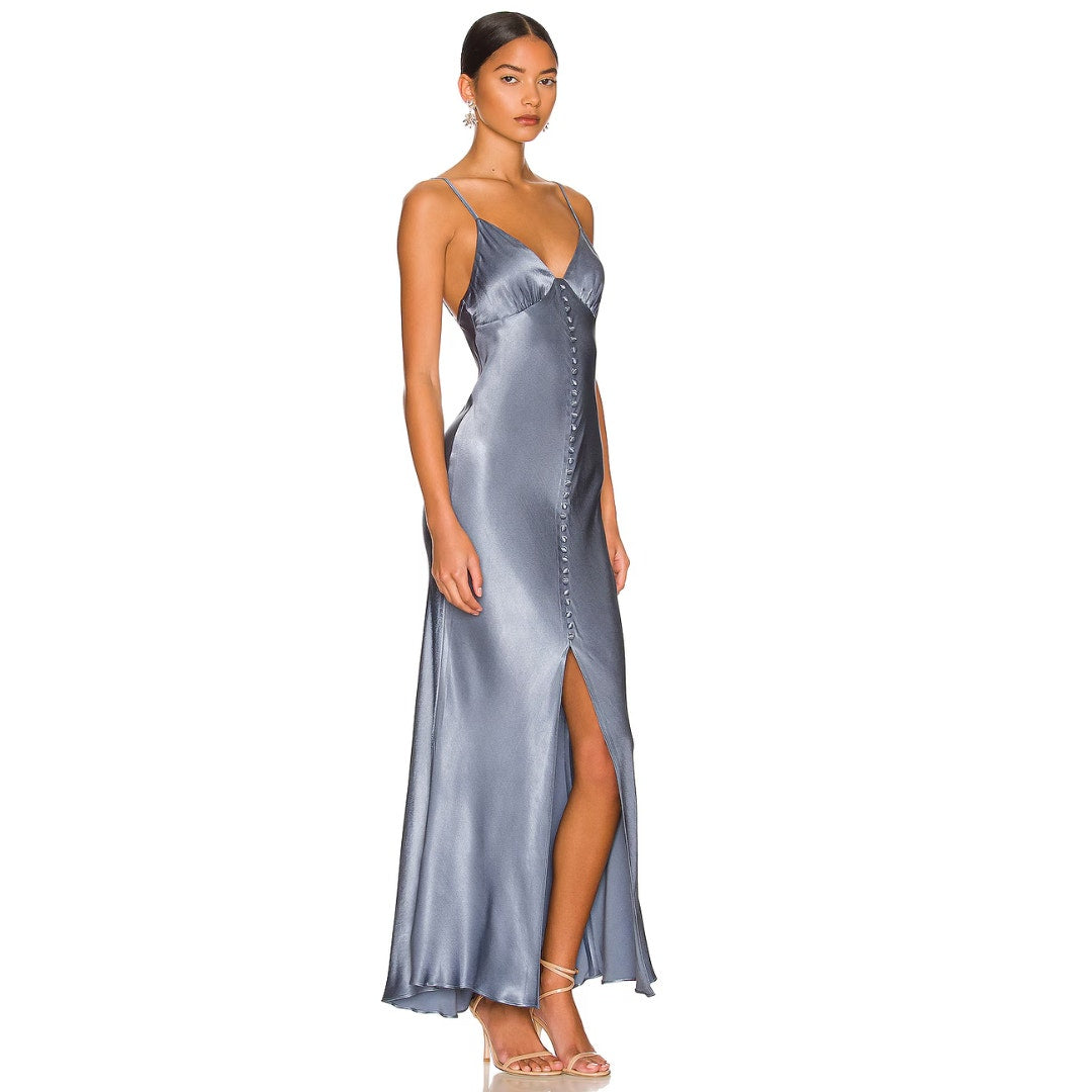 Shona Joy La Lune Bias Slip Dress in Blue Smoke NWT Size US 4