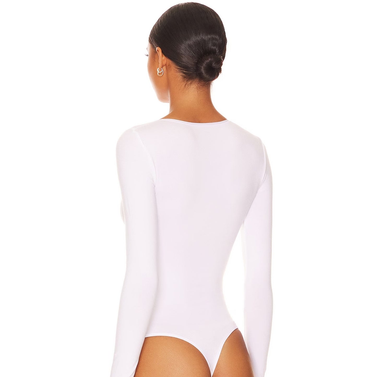 Yummie Longsleeve Thong Bodysuit in White Size Medium/ Large