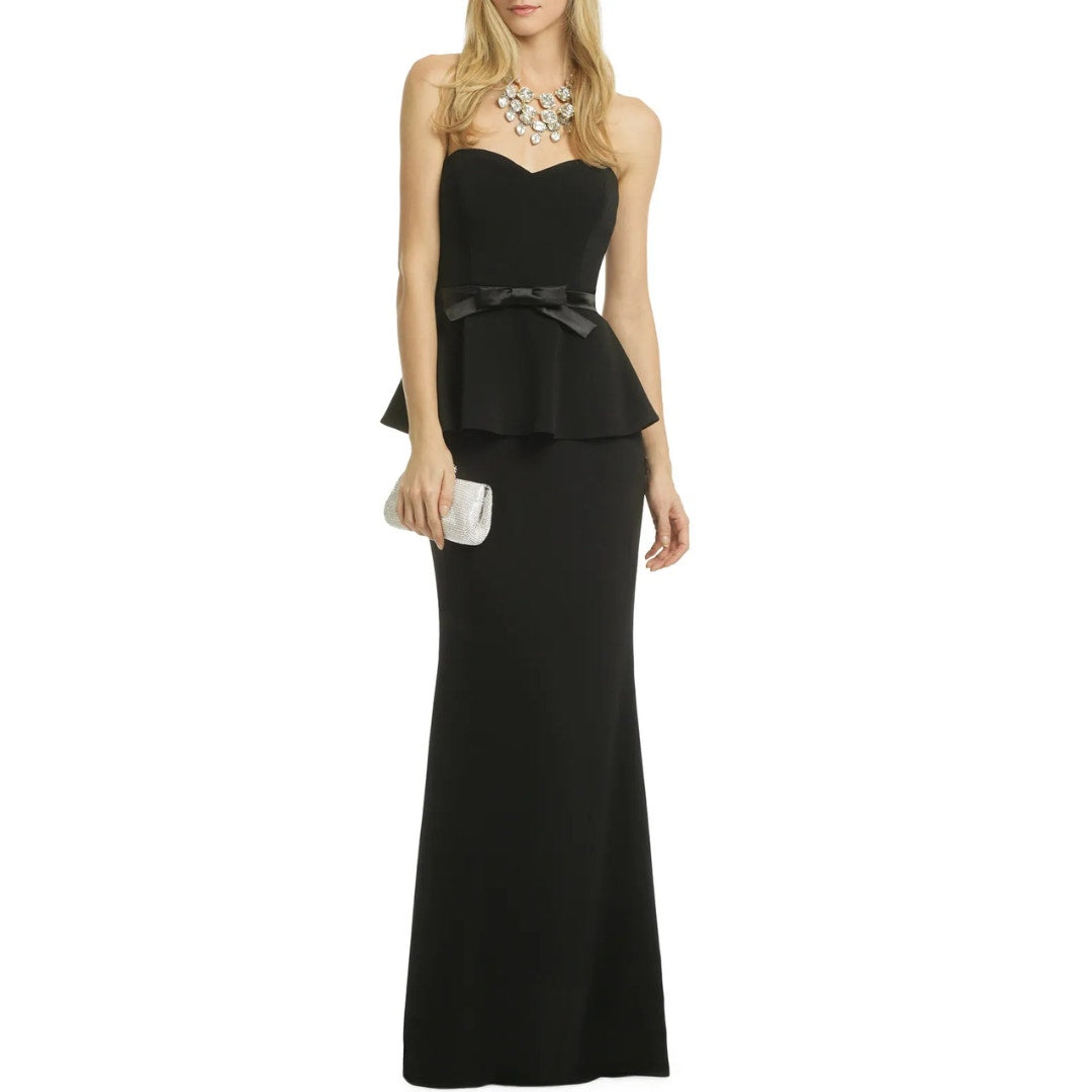 Badgley Mischka Rosalind Peplum Gown in Black Size 6