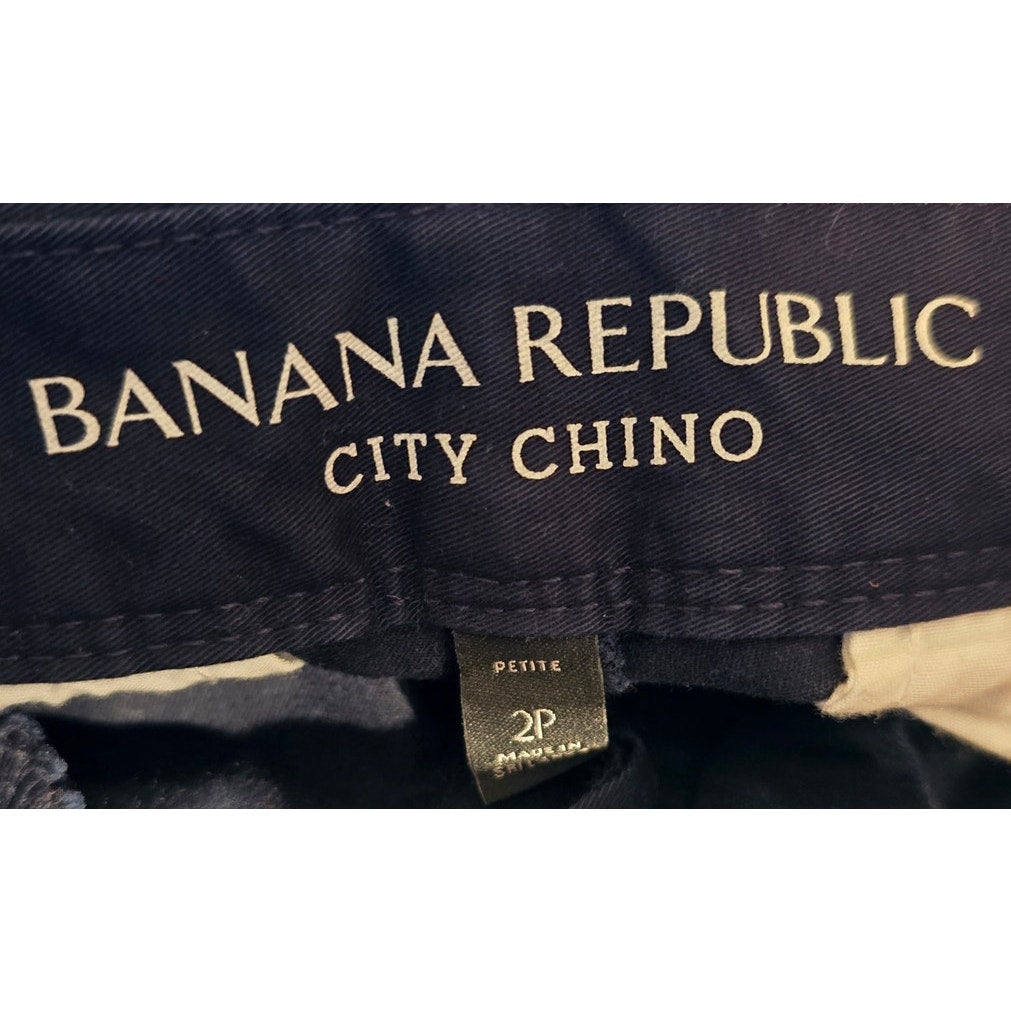 Banana Republic City Chino Cuff Hem Ankle Pant in Navy Blue Size 2 Petite