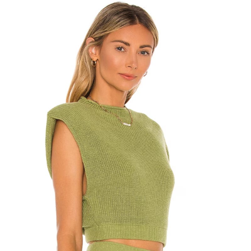 L'Academie Maja Sleeveless Sweater in Green NWT Size Small