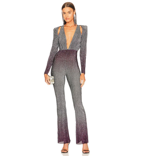 Michael Costello x REVOLVE Palmira Jumpsuit in Grey Mauve NWOT Size Small