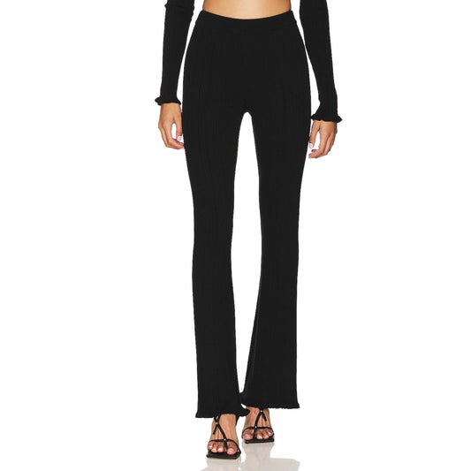 Danielle Bernstein Variegated Rib Pant in Black NWT Size Small