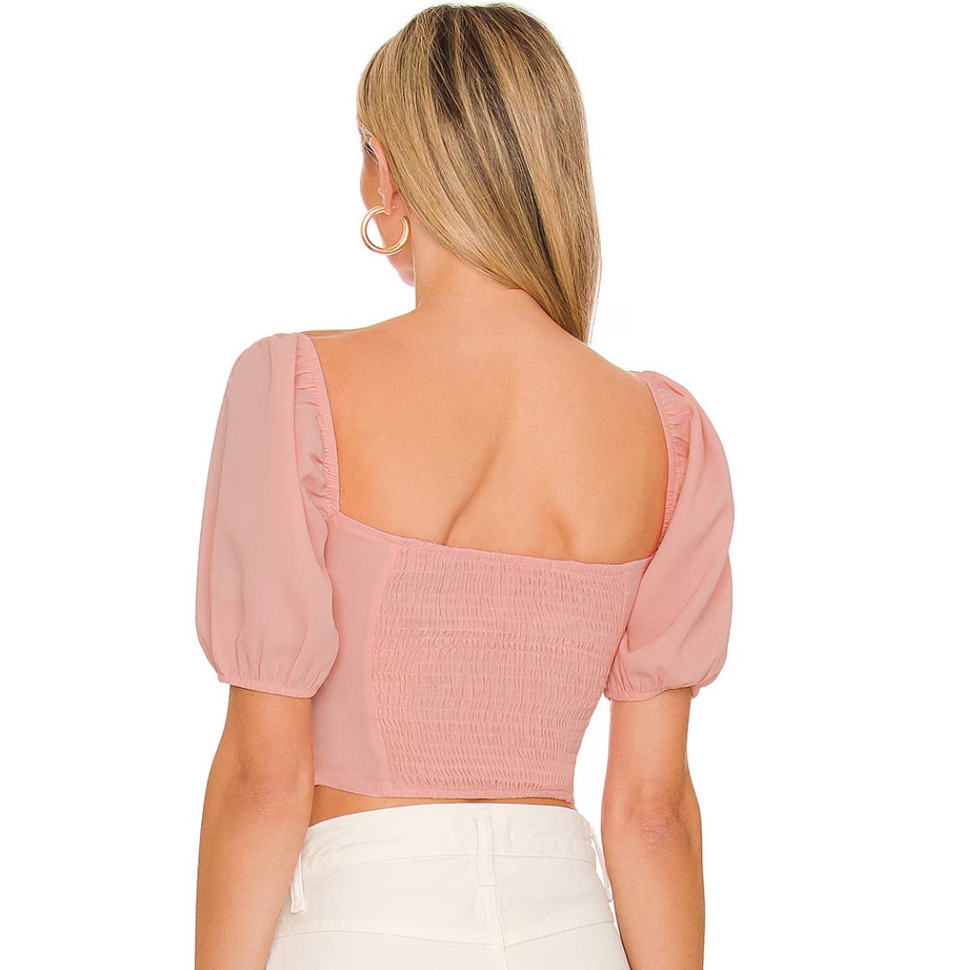 Revolve More to Come Finley Puff Sleeve Top in Pink NWOT Small