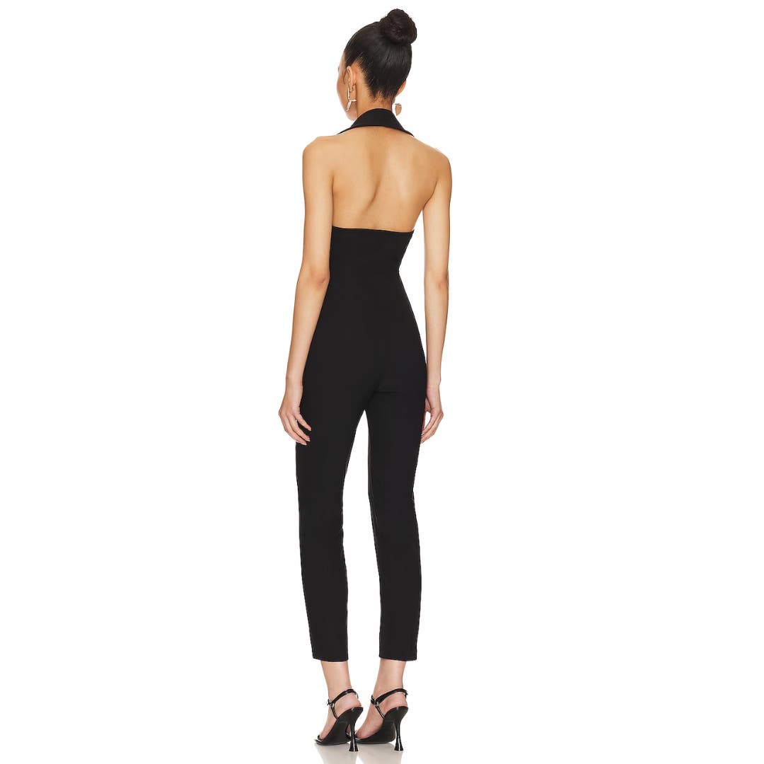 Superdown Rene Zip Front Jumpsuit in Black NWT Size Small