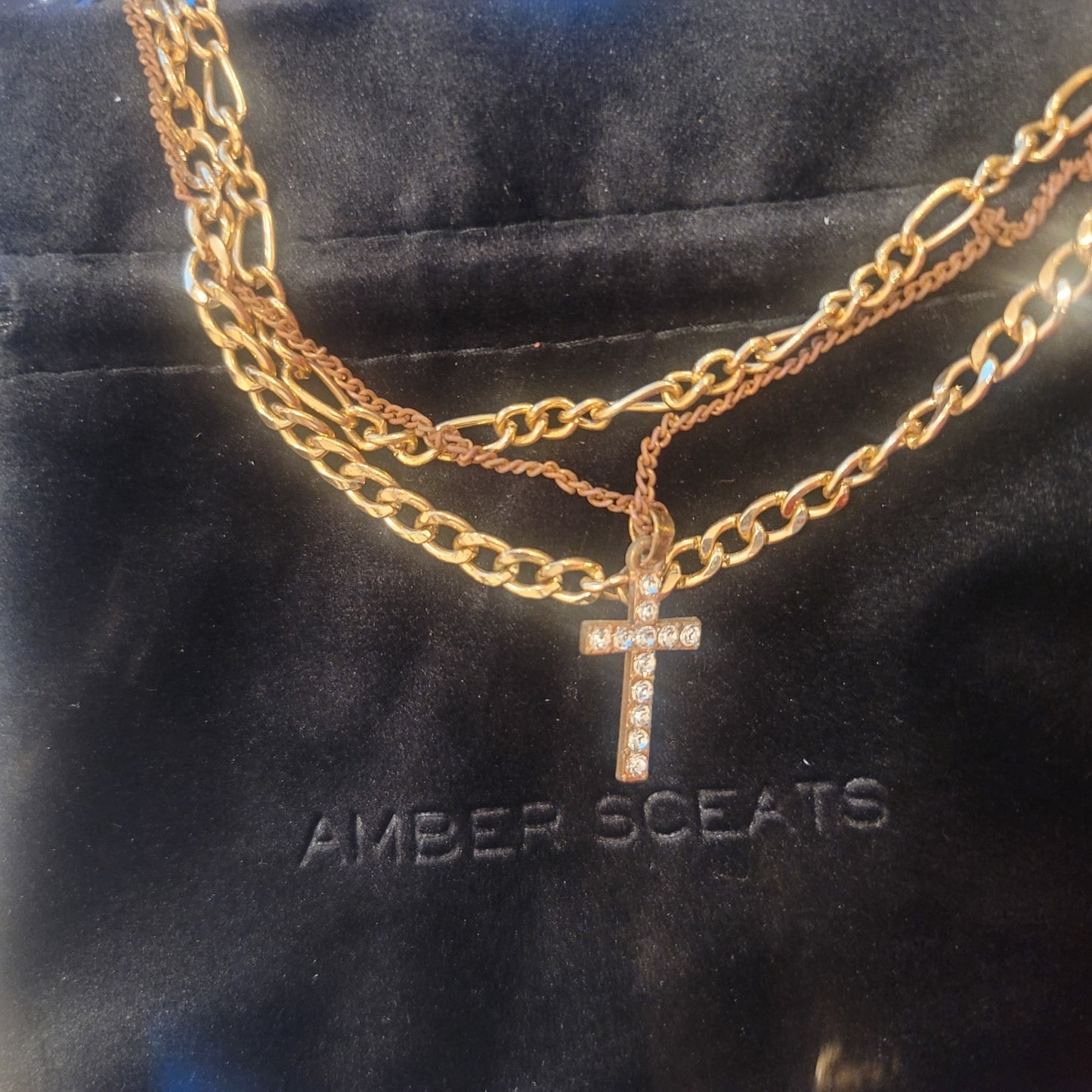 Amber Sceats x REVOLVE Cross Layered Necklace in Tri Tone Gold