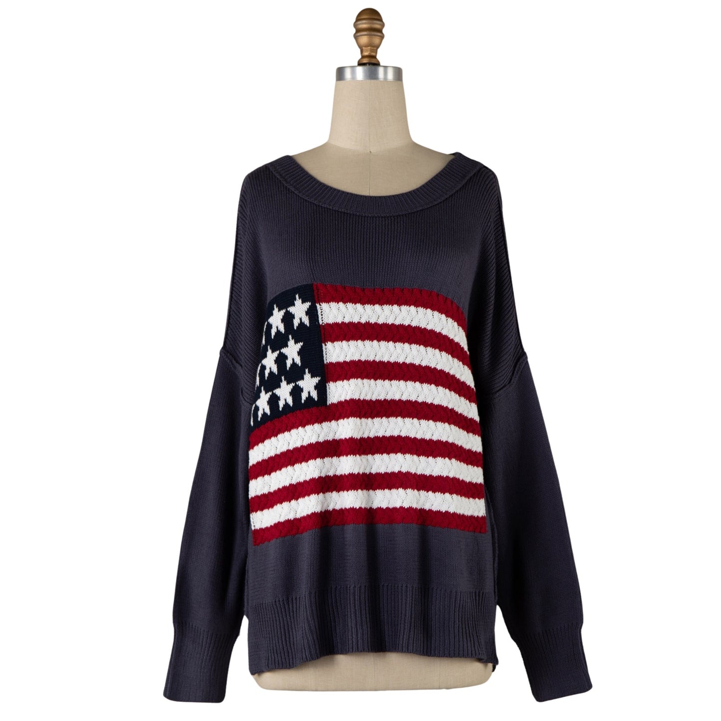 American Honey Navy American Flag Sweater NEW