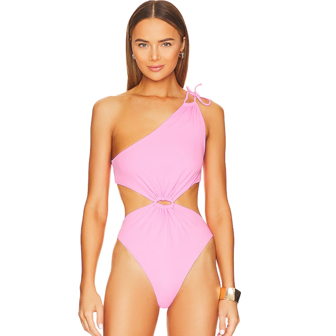 Agua Bendita Bloom One Piece in Ross Solid Pink NWT Size Large