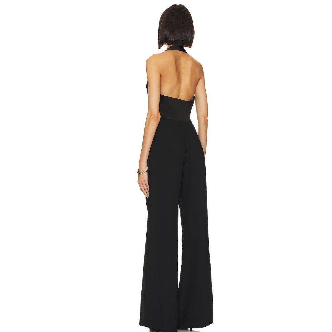 Amanda Uprichard Satin Isadore Jumpsuit in Black NWOT Size XS