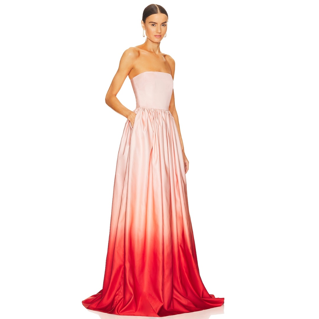 SAU LEE Teigen Gown in Blush Red Ombre NWT Size 12