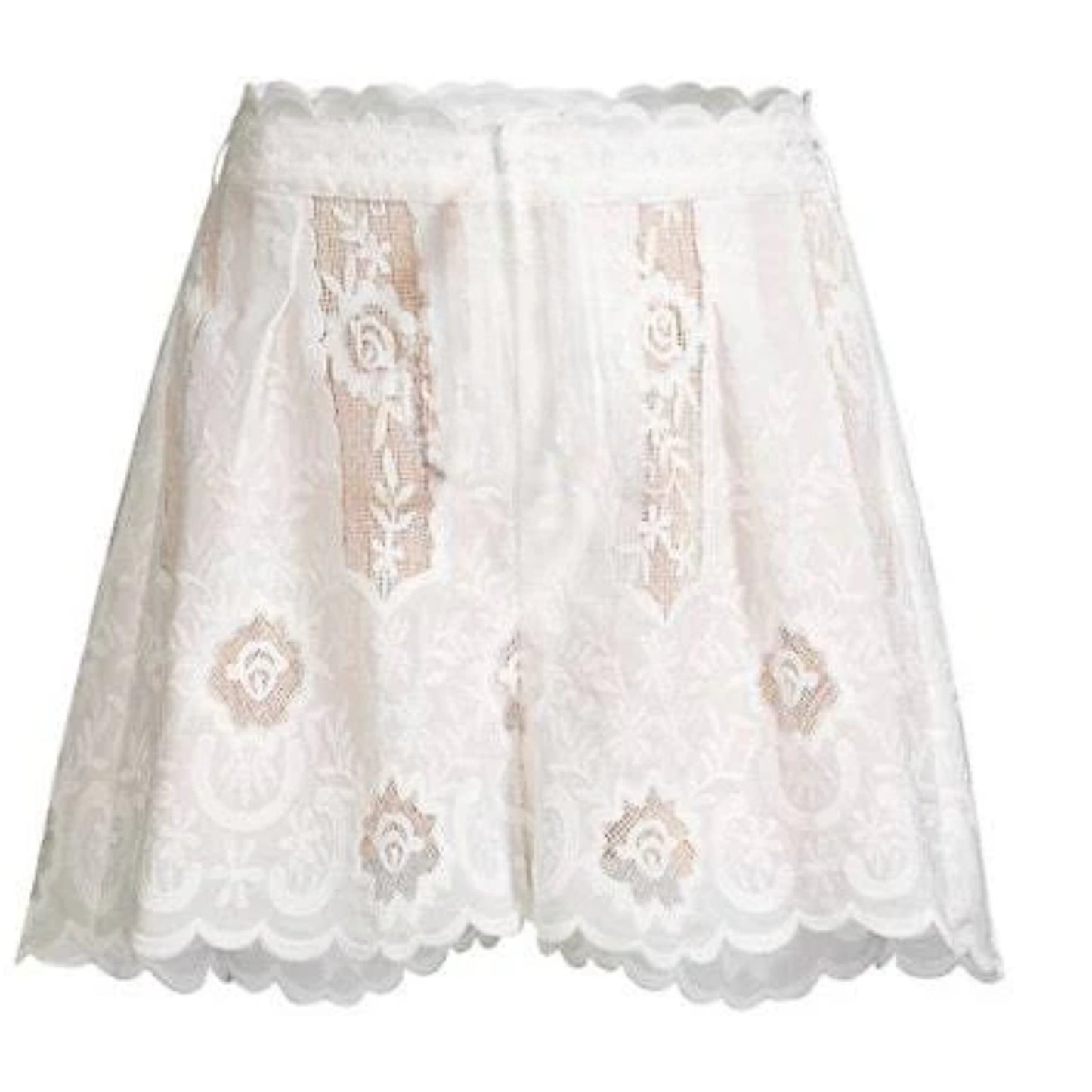 ELLIATT Jimena Lace Boho Fancy Shorts in Ivory & Nude NWT Size XS