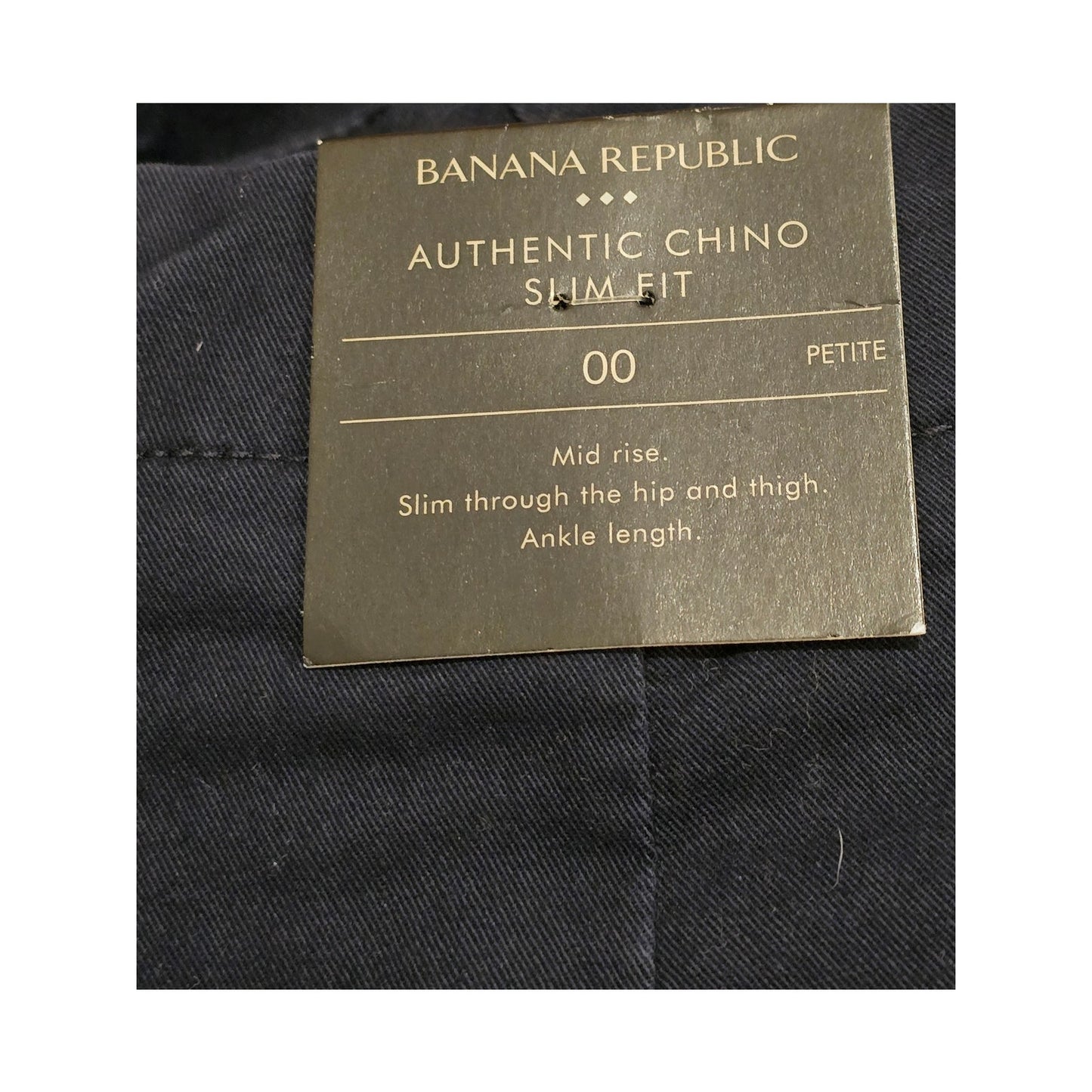 Banana Republic Authentic Chino Slim Fit in Navy NWT Size 00 Petite