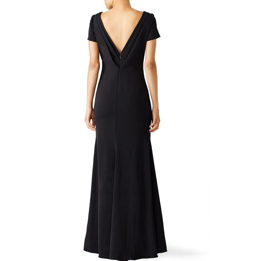 Badgley Mischka Black Cascade Gown in Size 0