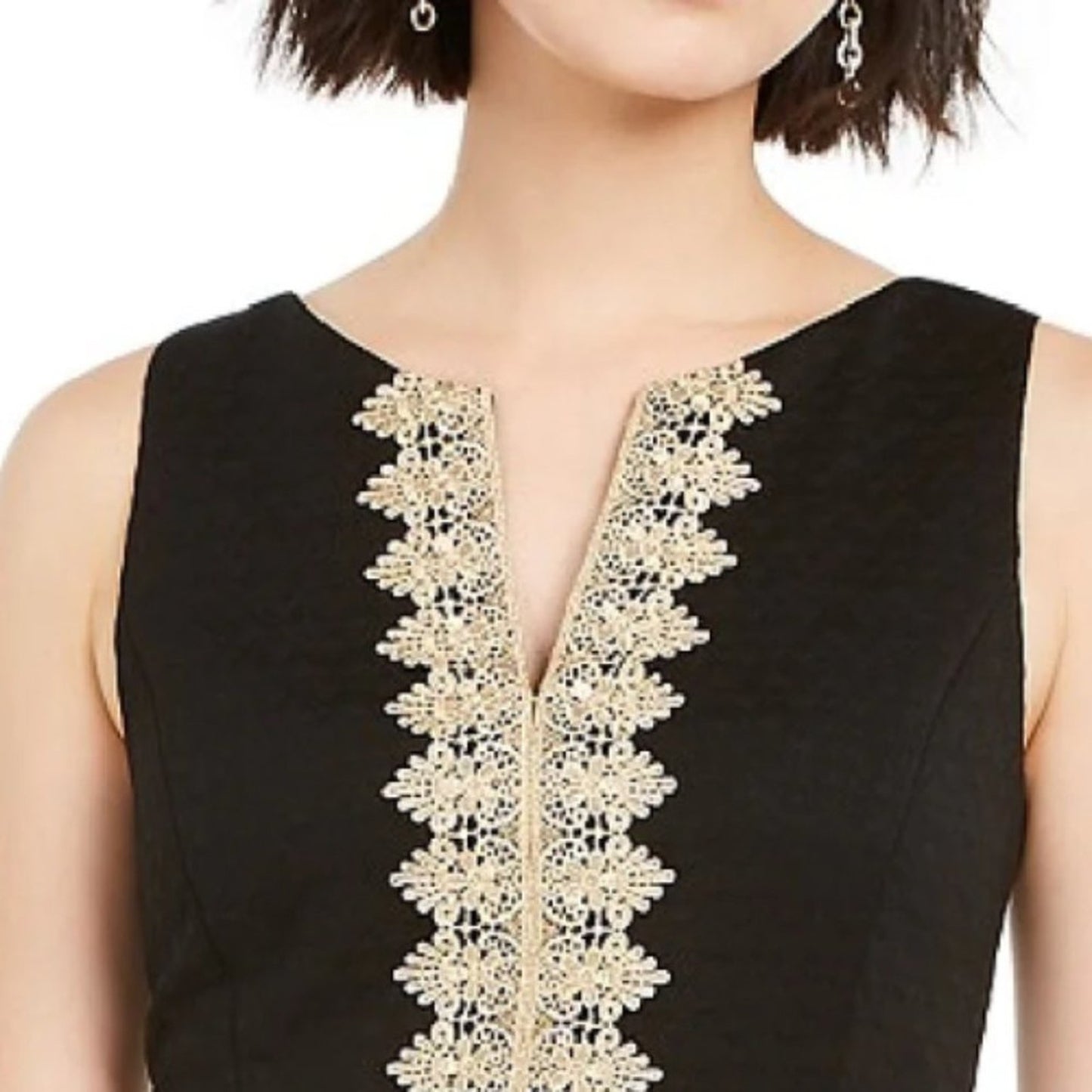 Pappagallo Black and Gold Embroidered Sheath Dress NWT Size 8