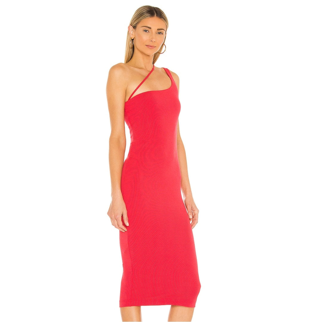 Revolve H:ours Niall Midi Dress in Two Tone Red NWT Size Small