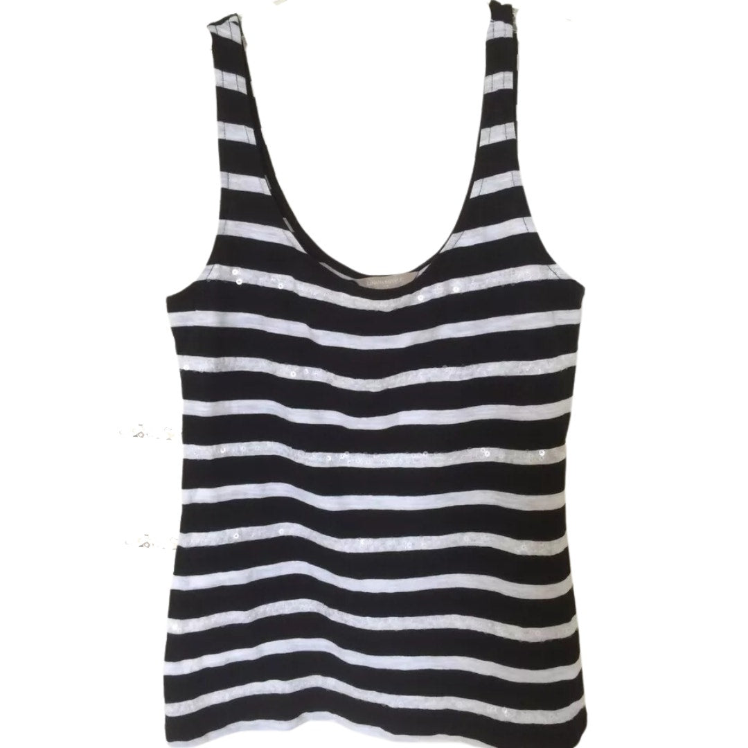 Banana Republic Black and White Sequined Tank Top Size XS