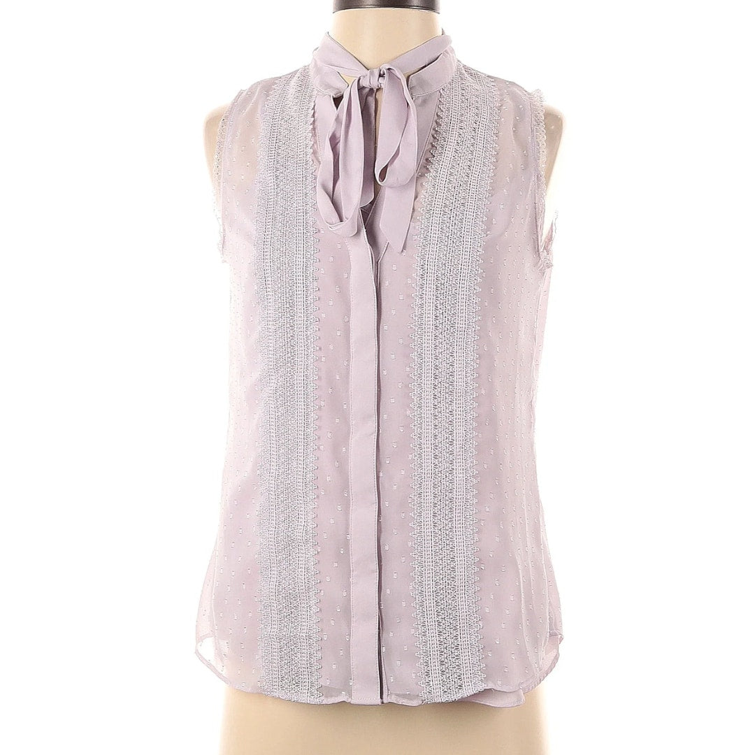 WHBM Lilac Purple Crepe Sleeveless 2 Layer Blouse Size 0