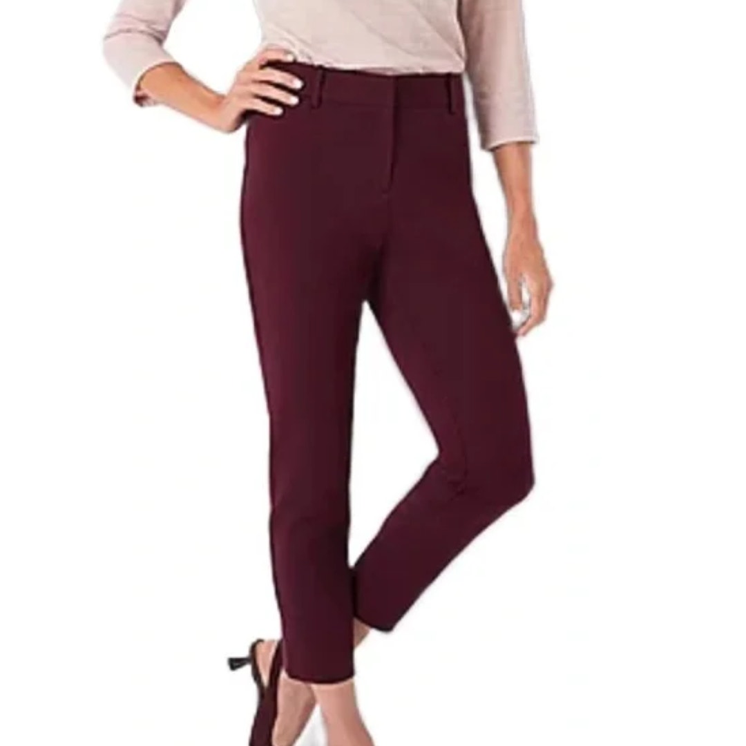 WHBM The Slim Ankle Pant in Burgundy Plum NWT Size 10