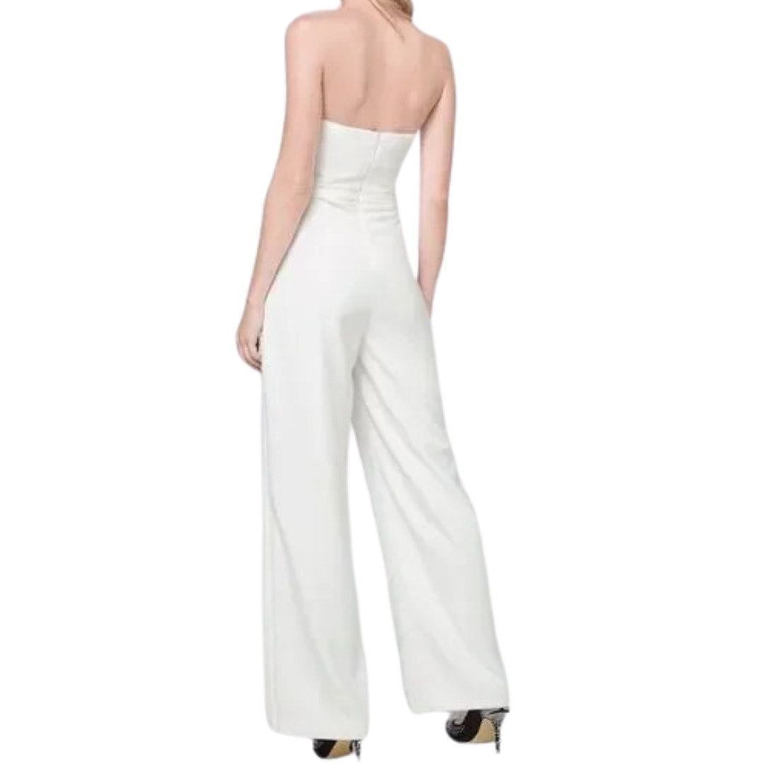 WHBM Convertible Strapless Split-Leg Jumpsuit in Ivory Size 12